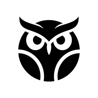 Baykuş logosu vektör çizimi şablonu. Basit sanat tasarımı siyah beyaz el çizimi