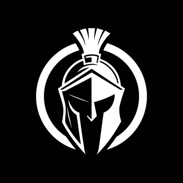 Sparta miğferi logo vektör çizimi dairedeki basit savaşçı simgesi