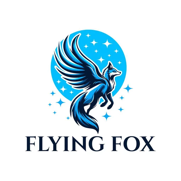 Uçan kurt logosu vektör çizimi daire şeklinde. Tilkinin tasarım simgesi