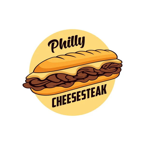 Peynirli biftek logosu çizim şablonu daire şeklinde