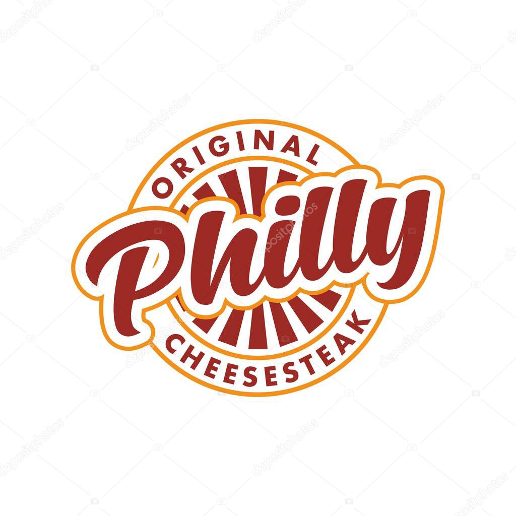 Cheese steak logo vector illustration template. Simple lettering design