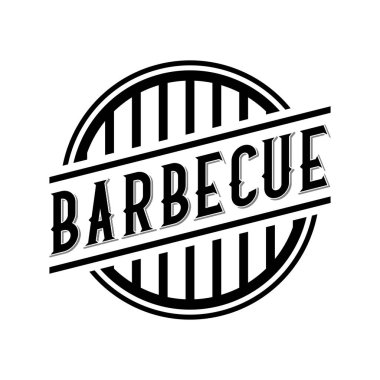 Barbekü logo vektör çizim şablonu. Basit harf simgesi siyah ve beyaz