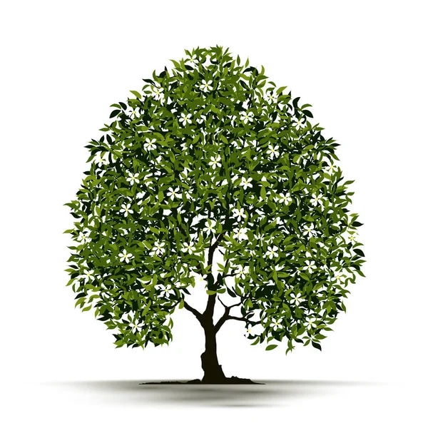 Εικονογράφηση Ρεαλιστικό Δέντρο Απομονωμένο Λευκό Φόντο Διάνυσμα — Διανυσματικό Αρχείο