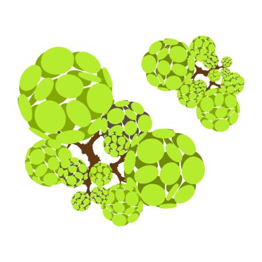 Peyzaj vektörü illüstrasyonu için ağaçların üst görünümü.