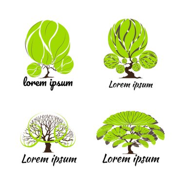 Ağaç Logosu soyut tasarım vektörü. Eko konsepti... Doğal ürün logosu tasarım vektör şablonu