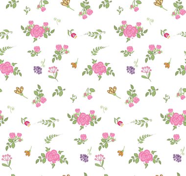 Kusursuz çiçek deseni. Karalama şeklinde taşıyıcı çiçek ve yapraklar.. 