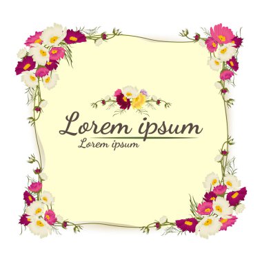 güzel çiçek çerçevesi vektörü. Çiçekli tebrik kartı, suluboya, düğün, doğum günü ve diğer tatiller için davetiye olarak kullanılabilir..