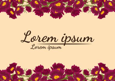 güzel çiçek çerçevesi vektörü. Çiçekli tebrik kartı, suluboya, düğün, doğum günü ve diğer tatiller için davetiye olarak kullanılabilir..