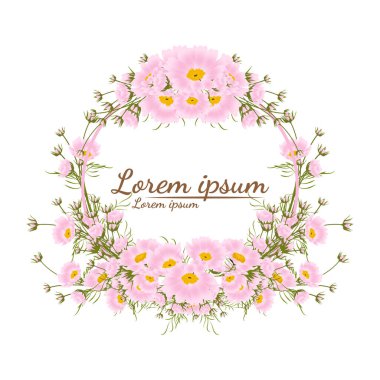 güzel çiçek çerçevesi vektörü. Çiçekli tebrik kartı, suluboya, düğün, doğum günü ve diğer tatiller için davetiye olarak kullanılabilir..