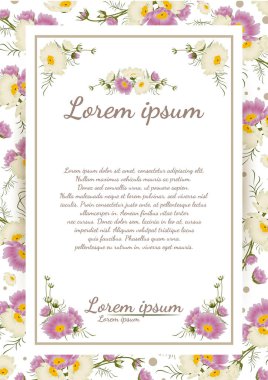 güzel çiçek çerçevesi vektörü. Çiçekli tebrik kartı, suluboya, düğün, doğum günü ve diğer tatiller için davetiye olarak kullanılabilir..