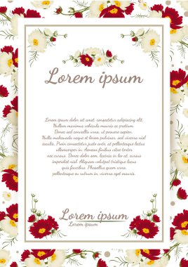 güzel çiçek çerçevesi vektörü. Çiçekli tebrik kartı, suluboya, düğün, doğum günü ve diğer tatiller için davetiye olarak kullanılabilir..