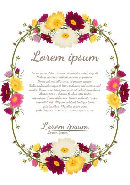 güzel çiçek çerçevesi vektörü. Çiçekli tebrik kartı, suluboya, düğün, doğum günü ve diğer tatiller için davetiye olarak kullanılabilir..