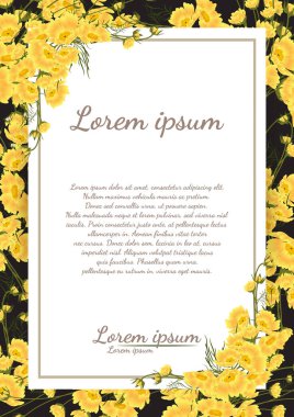 güzel çiçek çerçevesi vektörü. Çiçekli tebrik kartı, suluboya, düğün, doğum günü ve diğer tatiller için davetiye olarak kullanılabilir..