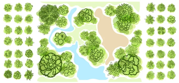 Tree Draufsicht Zur Darstellung Von Landschaftsvektoren — Stockvektor