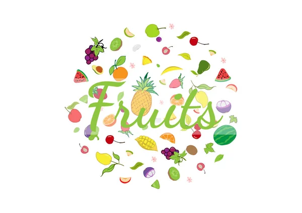 Fruits Isolated White Background — Stock Vector