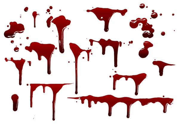 Zbiór Różnych Rozprysków Krwi Lub Farby Koncepcja Halloween Tło Rozprysku — Wektor stockowy
