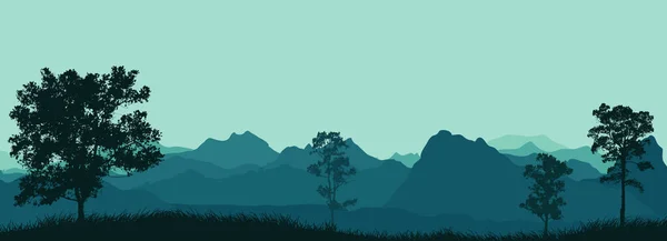 Fondo Paisaje Forestal Con Siluetas Árboles — Vector de stock