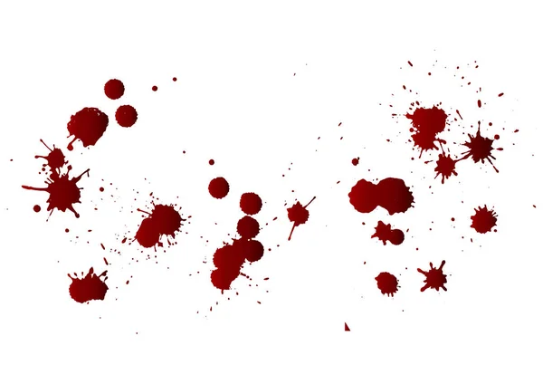 Sbírka Různých Krevních Nebo Nátěrových Skvrn Halloween Koncept Inkoust Postříkané — Stockový vektor