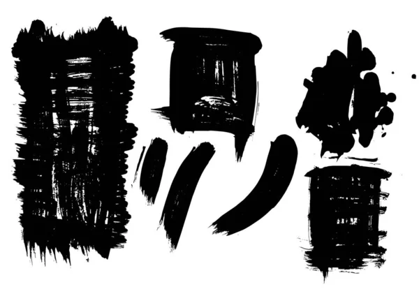 Verschillende Grunge Penseelstreken Vuile Artistieke Design Elementen Geïsoleerd Witte Achtergrond — Stockvector