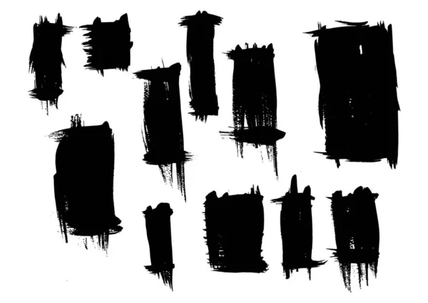 Set Different Grunge Brush Strokes Dirty Artistic Design Elements Isolated — Stock Vector