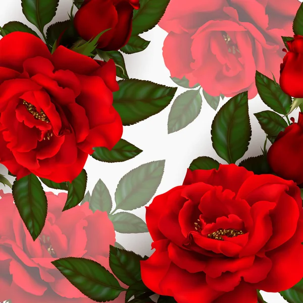 Красивый Букет Красными Розами Листьями Открытки Цветочным Оформлением Приглашение Свадьбу — стоковый вектор