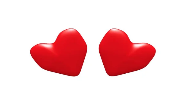 Kırmızı Kalpler Beyaz Arkaplanda Izole — Stok fotoğraf