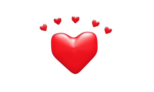 Corações Vermelhos Isolados Fundo Branco — Fotografia de Stock
