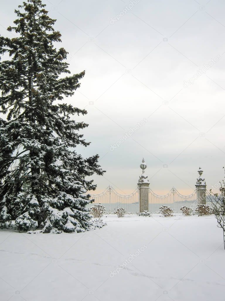 Huge picturesque Dolmabahce Palace in Istanbul, Turkey