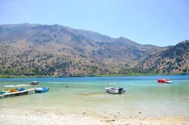 Picturesque Lake Kournas in Crete, Greece