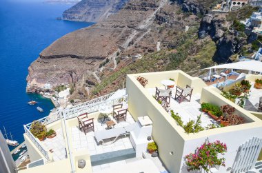 Santorini, Yunanistan'ın geleneksel pitoresk beyaz mimarisi