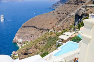 Santorini, Yunanistan'ın geleneksel pitoresk beyaz mimarisi
