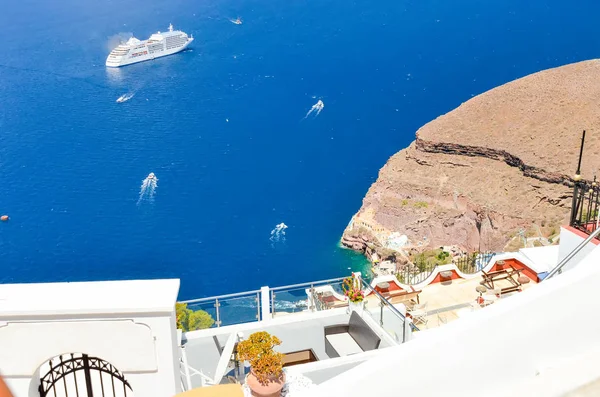 Vacker Utsikt Över Havet Från Bergen Santorini — Stockfoto