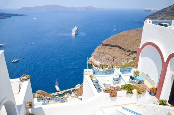 Pintoresca Arquitectura Blanca Tradicional Santorini Grecia — Foto de Stock