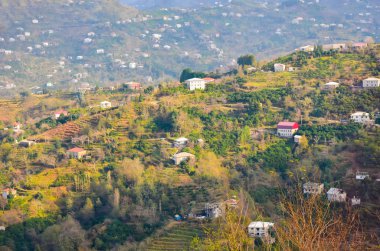 Batum, Gürcistan'daki yamaca bulunan köy evleri.