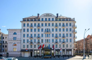 Belarus, Minsk - 09 Nisan 2015: Otel Avrupa müşteriler tarafından sonra restorasyon odasına ziyaret.