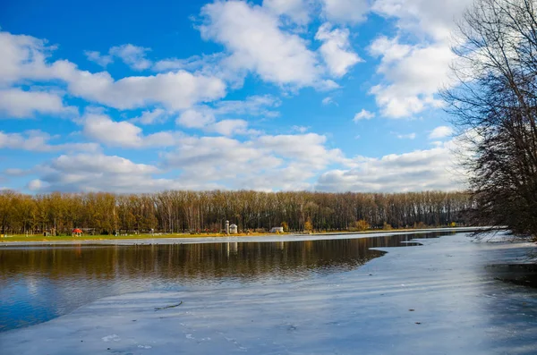 Malerischer Blick Auf Den Fluss Swisloch Minsk Der Winterlandschaft — Stockfoto