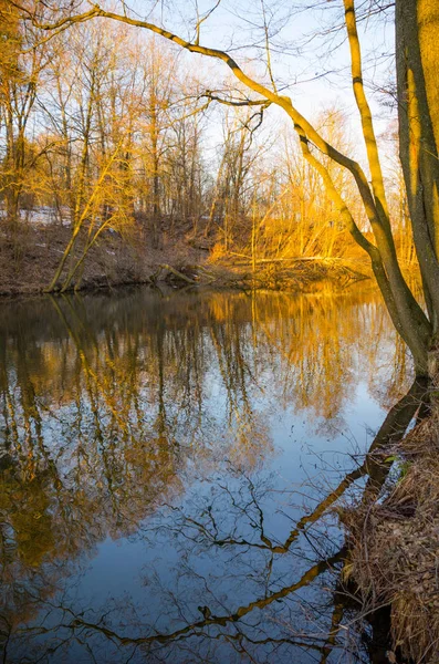 Malerischer Blick Auf Den Fluss Swisloch Minsk Der Winterlandschaft — Stockfoto