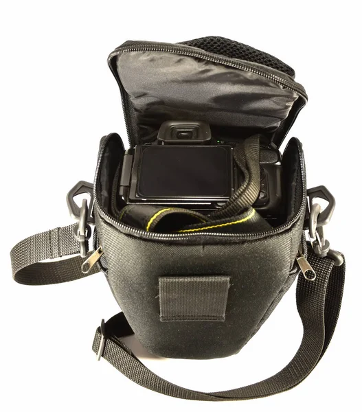 Beyaz arka plan üzerinde kamera için hafif ve kompakt fotoğraf çanta