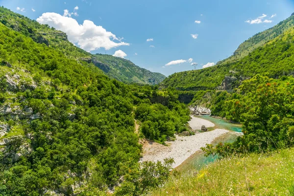 Purest Waters Turquoise Color River Moraca Flowing Canyons Montenegro — Stock Photo, Image