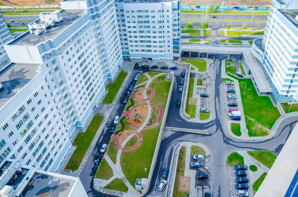 Bird-eye view of Minsk urban streets, Belarus