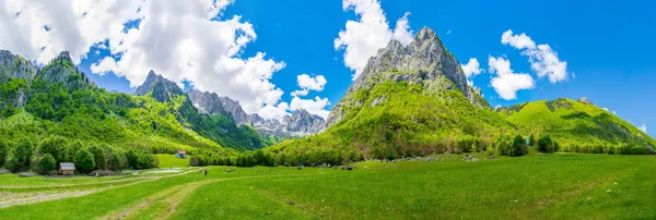 Großzügige Malerische Wiesen Inmitten Riesiger Berge — Stockfoto