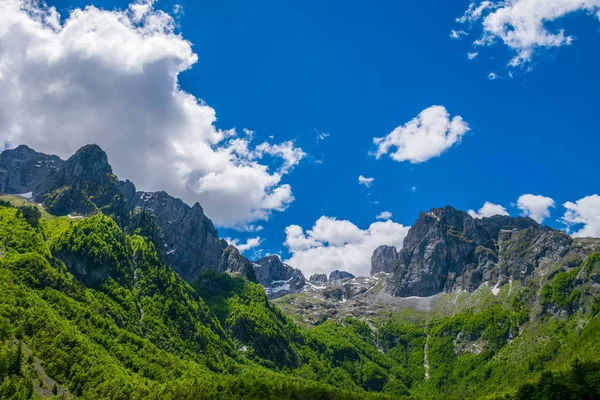 Vista Panoramica Delle Cime Innevate Delle Alte Montagne — Foto Stock