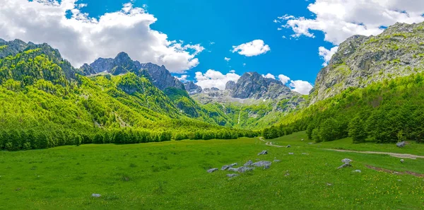 Großzügige Malerische Wiesen Inmitten Riesiger Berge — Stockfoto