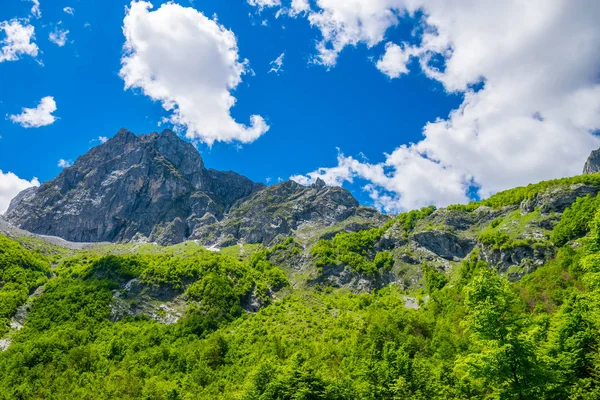 Γραφική Θέα Από Χιονισμένες Κορυφές Των Υψηλών Βουνών — Φωτογραφία Αρχείου