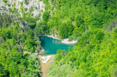 Kanyon yükseklikten hızlı nehir Tara görüntülemek