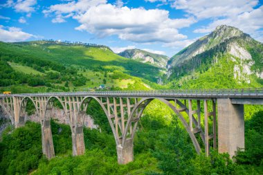 Djurdjevic köprü geçiş Kanyon içinde Tara Nehrin kuzeyinde Karadağ