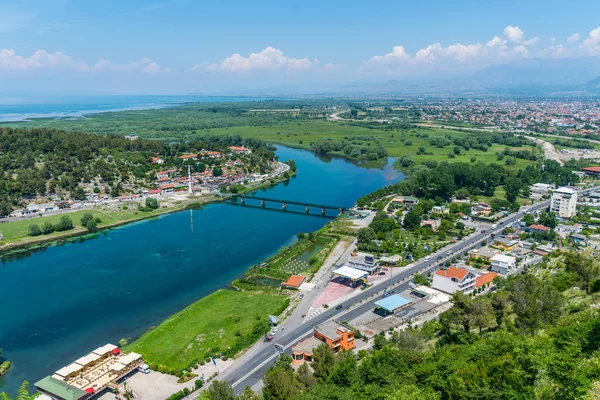 Vista Panorámica Desde Fortaleza Rosafa Albania Shkoder — Foto de Stock
