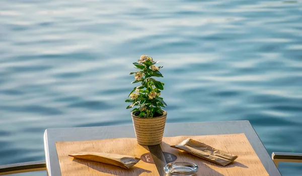 Montenegro Becici Junio 2017 Personal Del Restaurante Preparó Mesas Cerca — Foto de Stock