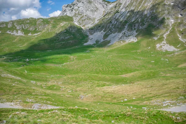 Pintoresca Vista Montaña Prutash Con Tiras Nieve Montenegro — Foto de Stock