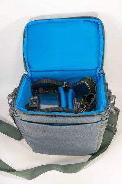 Gri çanta kemer kamera ve aksesuarları için